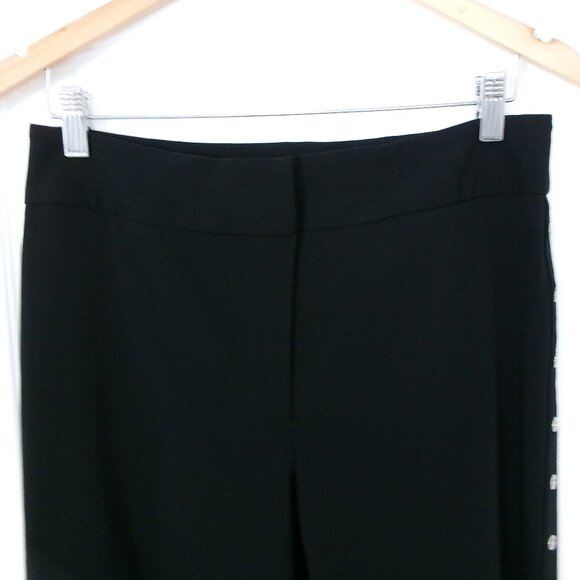 Apostrophe Black Rivet Straight Leg Pants Mid Rise 8 /6 Stretch Dress Pants - Picture 5 of 13